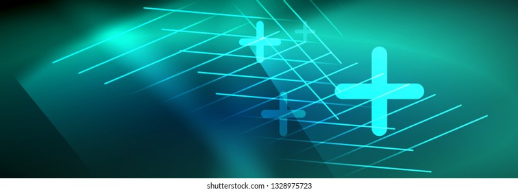 Líneas tecno brillantes neón, plantilla de fondo abstracto de alta tecnología futurista con líneas. Ilustración del vector