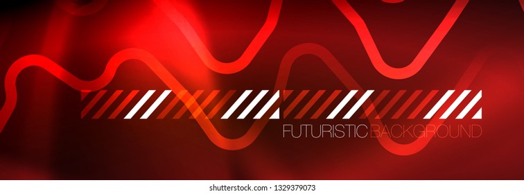 Líneas tecno brillantes de neón, plantilla de fondo abstracto de alta tecnología futurista con formas cuadradas