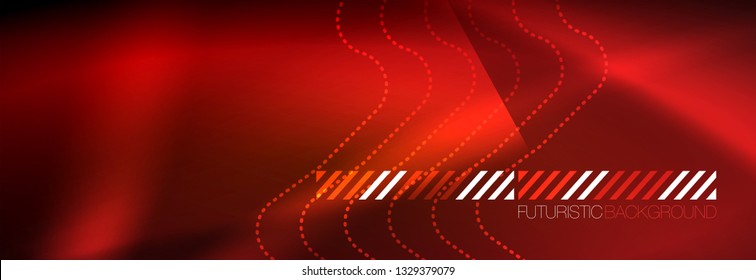 Neon glowing techno lines, hi-tech futuristic abstract background template with square shapes