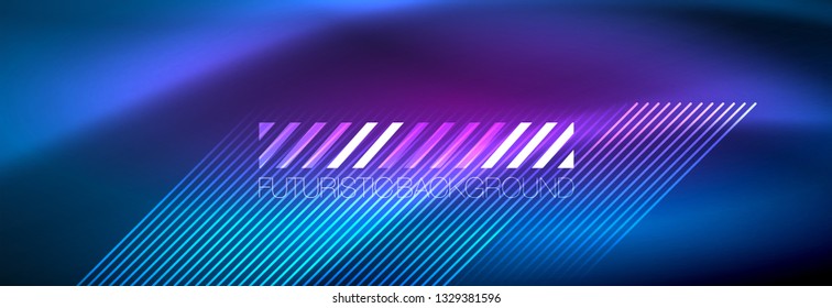 Neon glowing techno lines, hi-tech futuristic abstract background template with lines. Vector illustration