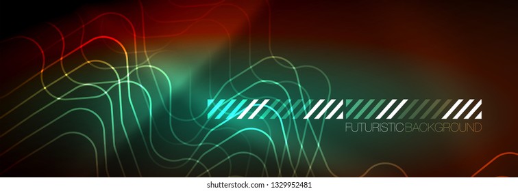 Neonleuchtende Techno-Linien, futuristisch abstrakte High-Tech-Hintergrundvorlage mit quadratischen Formen