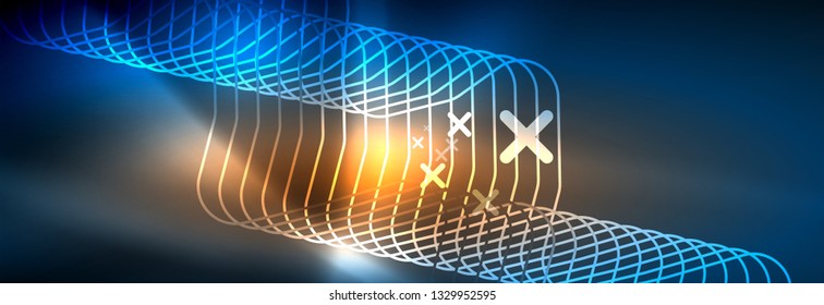 Neonleuchtende Techno-Linien, futuristisch abstrakte High-Tech-Hintergrundvorlage mit quadratischen Formen