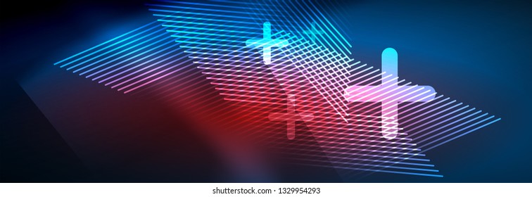 Líneas tecno brillantes neón, plantilla de fondo abstracto de alta tecnología futurista con líneas. Ilustración del vector