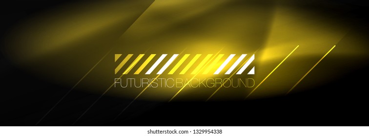 Neon glowing techno lines, hi-tech futuristic abstract background template with lines. Vector illustration