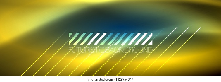 Líneas tecno brillantes neón, plantilla de fondo abstracto de alta tecnología futurista con líneas. Ilustración del vector