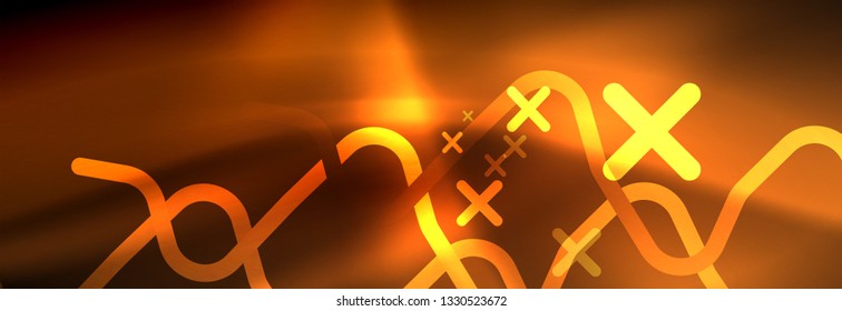 Neon glowing techno lines, hi-tech futuristic abstract background template with square shapes