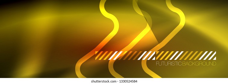 Neon glowing techno lines, hi-tech futuristic abstract background template with square shapes