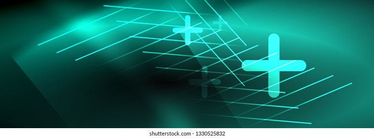 Líneas tecno brillantes neón, plantilla de fondo abstracto de alta tecnología futurista con líneas. Ilustración del vector