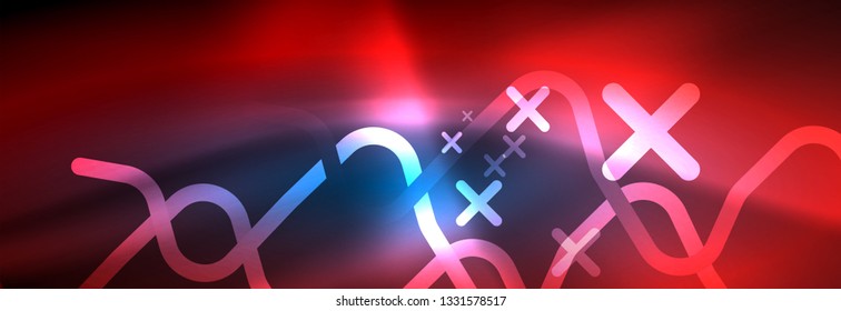 Neon glowing techno lines, hi-tech futuristic abstract background template with square shapes
