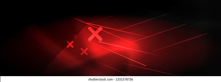 Neon glowing techno lines, hi-tech futuristic abstract background template with lines. Vector illustration