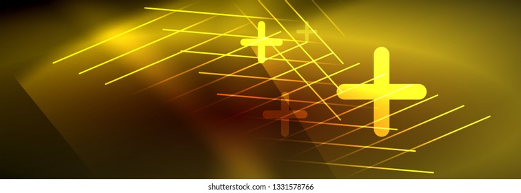 Neon glowing techno lines, hi-tech futuristic abstract background template with lines. Vector illustration