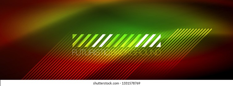 Neon glowing techno lines, hi-tech futuristic abstract background template with lines. Vector illustration