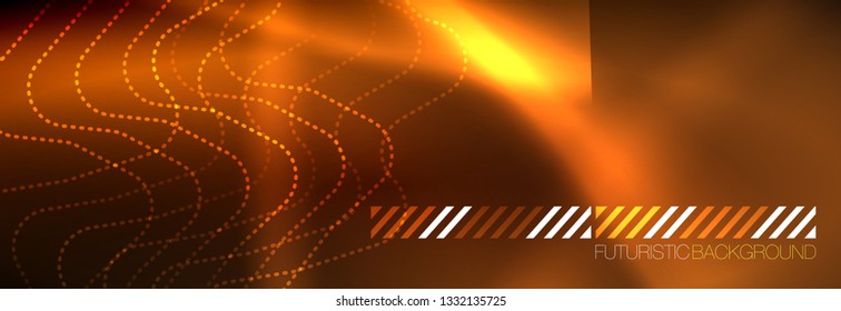 Líneas tecno brillantes de neón, plantilla de fondo abstracto de alta tecnología futurista con formas cuadradas