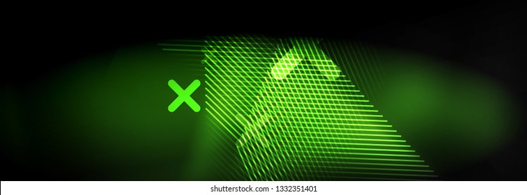 Líneas tecno brillantes neón, plantilla de fondo abstracto de alta tecnología futurista con líneas. Ilustración del vector