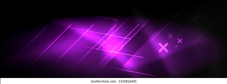 Neon leuchtende Techno-Linien, High-Tech-futuristische abstrakte Hintergrundvorlage mit Linien. Vektorgrafik