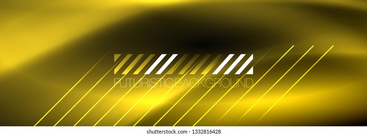 Neon glowing techno lines, hi-tech futuristic abstract background template with lines. Vector illustration
