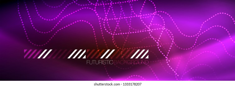 Neonleuchtende Techno-Linien, futuristisch abstrakte High-Tech-Hintergrundvorlage mit quadratischen Formen