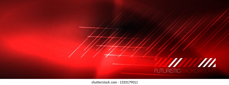 Neon glowing techno lines, hi-tech futuristic abstract background template with lines. Vector illustration