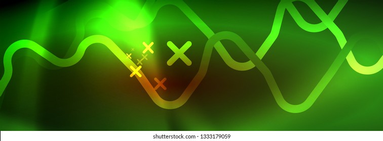Neon glowing techno lines, hi-tech futuristic abstract background template with square shapes