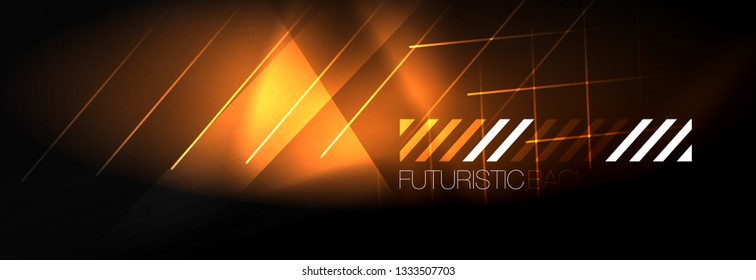 Neon glowing techno lines, hi-tech futuristic abstract background template with lines. Vector illustration
