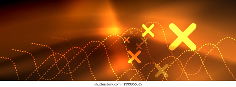 Neon glowing techno lines, hi-tech futuristic abstract background template with square shapes