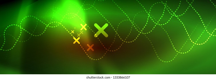 Neon glowing techno lines, hi-tech futuristic abstract background template with square shapes