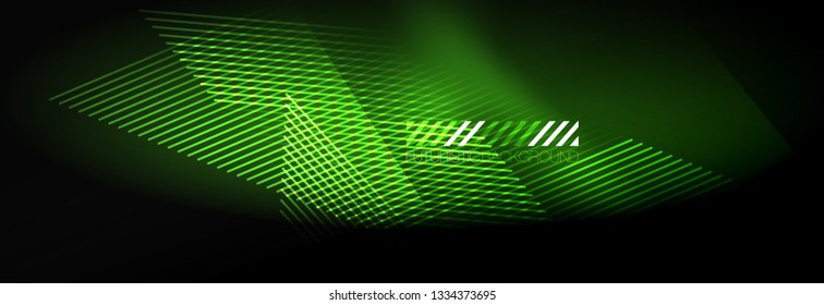 Neon glowing techno lines, hi-tech futuristic abstract background template with lines. Vector illustration