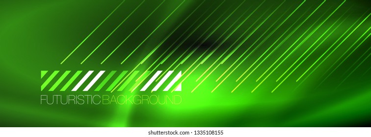Neon glowing techno lines, hi-tech futuristic abstract background template with lines. Vector illustration