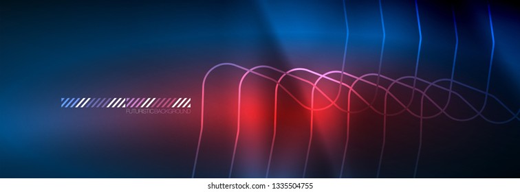 Neon glowing techno lines, hi-tech futuristic abstract background template with square shapes