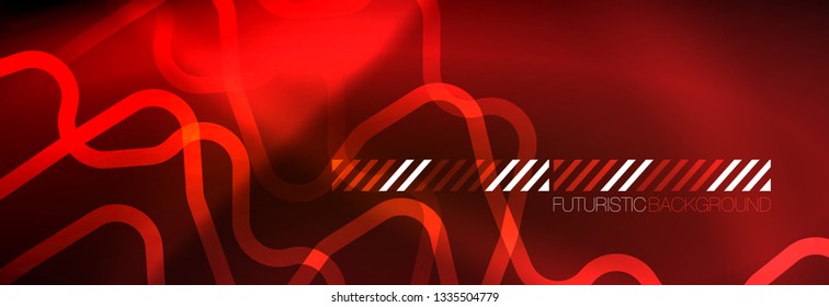 Neon glowing techno lines, hi-tech futuristic abstract background template with square shapes