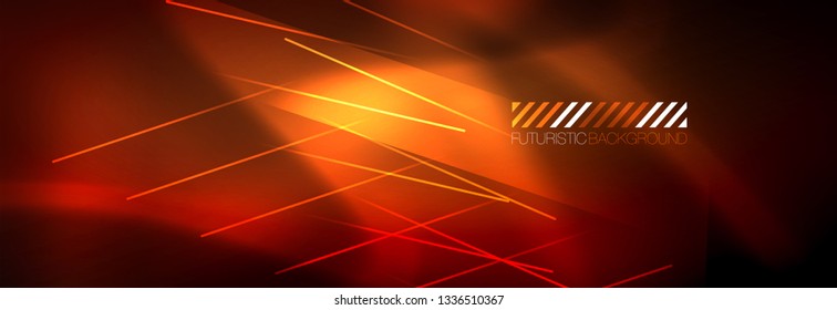 Neon linhas de tecno brilhantes, modelo de fundo abstrato futurista de alta tecnologia com linhas. Ilustração vetorial
