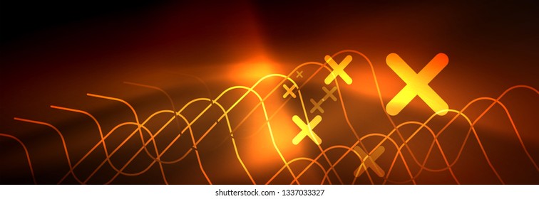 Neon glowing techno lines, hi-tech futuristic abstract background template with square shapes