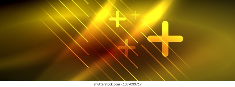 Neon glowing techno lines, hi-tech futuristic abstract background template with lines. Vector illustration