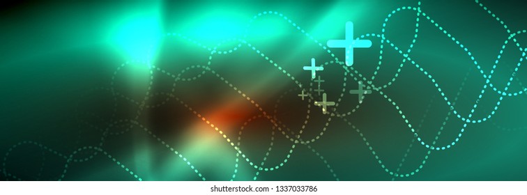 Líneas tecno brillantes de neón, plantilla de fondo abstracto de alta tecnología futurista con formas cuadradas