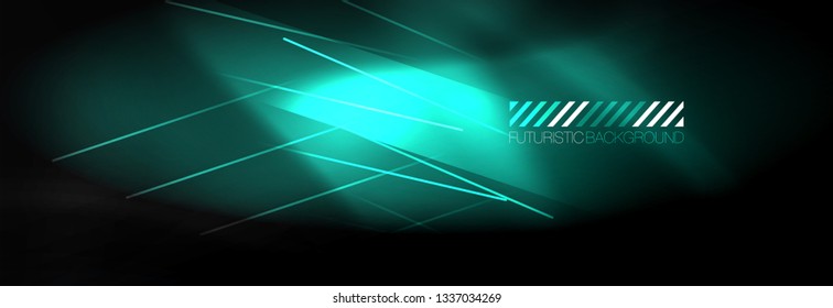 Neon leuchtende Techno-Linien, High-Tech-futuristische abstrakte Hintergrundvorlage mit Linien. Vektorgrafik