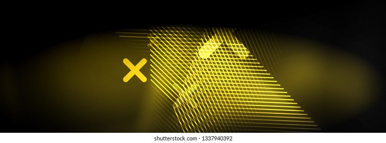 Neon glowing techno lines, hi-tech futuristic abstract background template with lines. Vector illustration