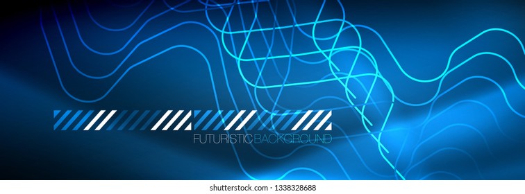 Neonleuchtende Techno-Linien, futuristisch abstrakte High-Tech-Hintergrundvorlage mit quadratischen Formen