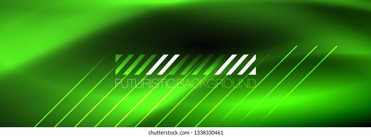 Neon glowing techno lines, hi-tech futuristic abstract background template with lines. Vector illustration