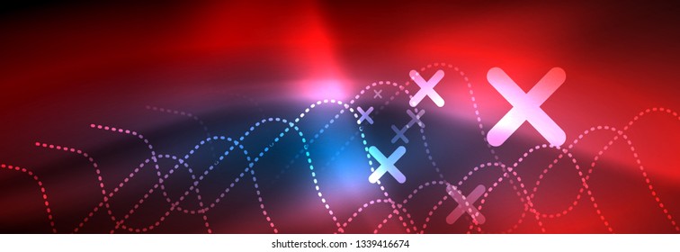 Neon glowing techno lines, hi-tech futuristic abstract background template with square shapes