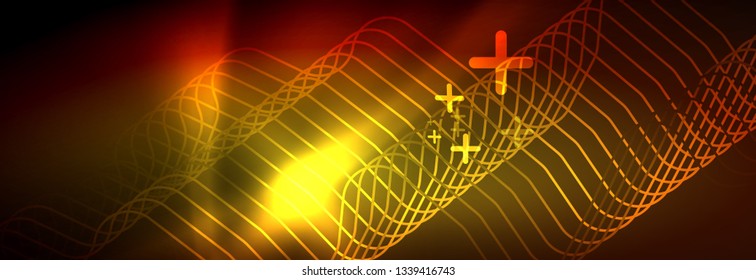 Neon glowing techno lines, hi-tech futuristic abstract background template with square shapes