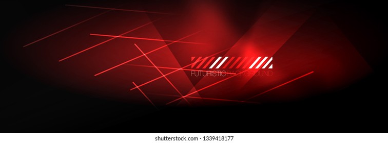 Neon glowing techno lines, hi-tech futuristic abstract background template with lines. Vector illustration