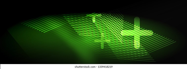 Neon glowing techno lines, hi-tech futuristic abstract background template with lines. Vector illustration