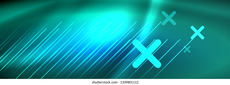 Neon leuchtende Techno-Linien, High-Tech-futuristische abstrakte Hintergrundvorlage mit Linien. Vektorgrafik