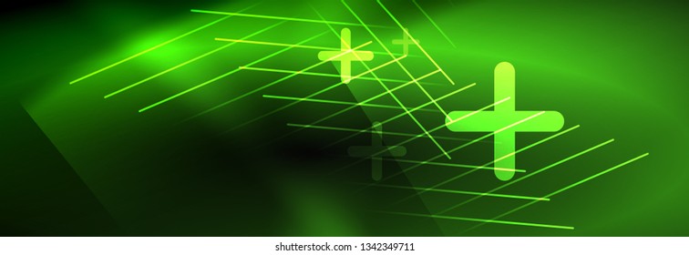 Líneas tecno brillantes neón, plantilla de fondo abstracto de alta tecnología futurista con líneas. Ilustración del vector