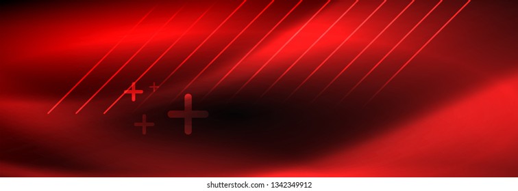 Neon glowing techno lines, hi-tech futuristic abstract background template with lines. Vector illustration