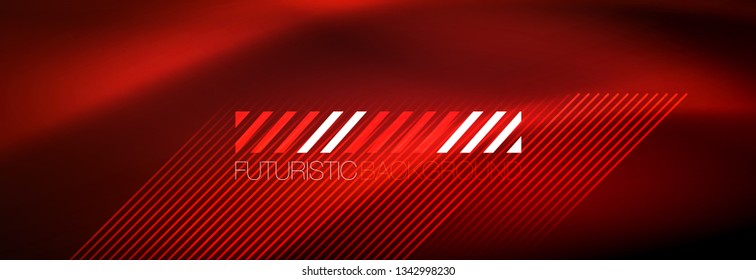 Líneas tecno brillantes neón, plantilla de fondo abstracto de alta tecnología futurista con líneas. Ilustración del vector