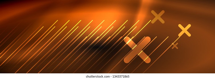 Neon glowing techno lines, hi-tech futuristic abstract background template with lines. Vector illustration