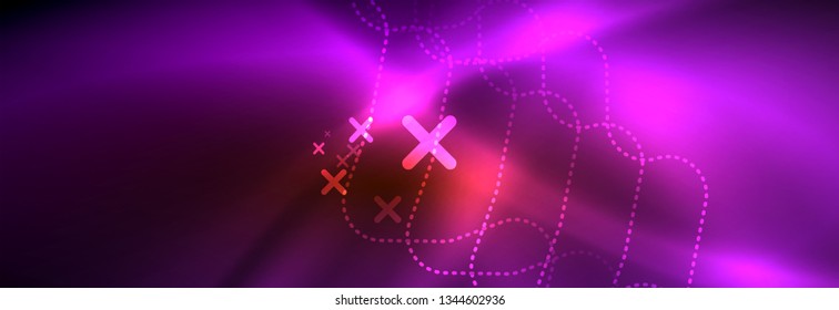 Neonleuchtende Techno-Linien, futuristisch abstrakte High-Tech-Hintergrundvorlage mit quadratischen Formen