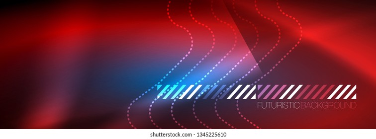 Neon glowing techno lines, hi-tech futuristic abstract background template with square shapes