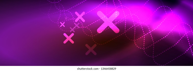 Neon glowing techno lines, hi-tech futuristic abstract background template with square shapes